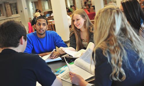 group of students in learning commons